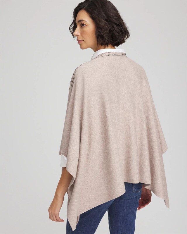 Rhinestone Embellished Poncho - image 3